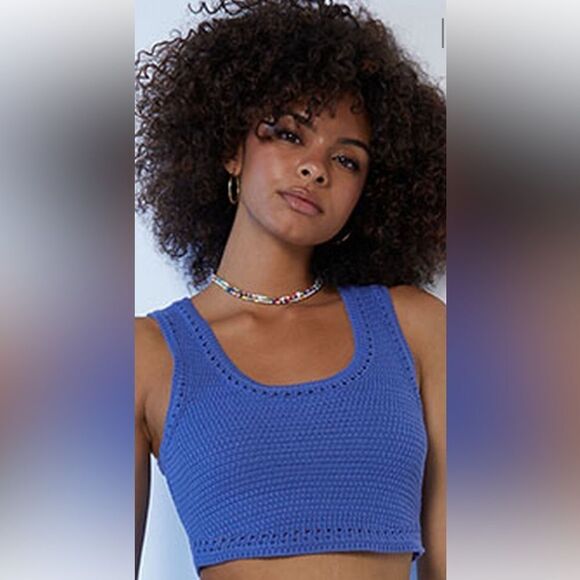 LA HEARTS "ROSIE" CROCHETED CROPPED TANK NWT- size LARGE - Picture 1 of 9